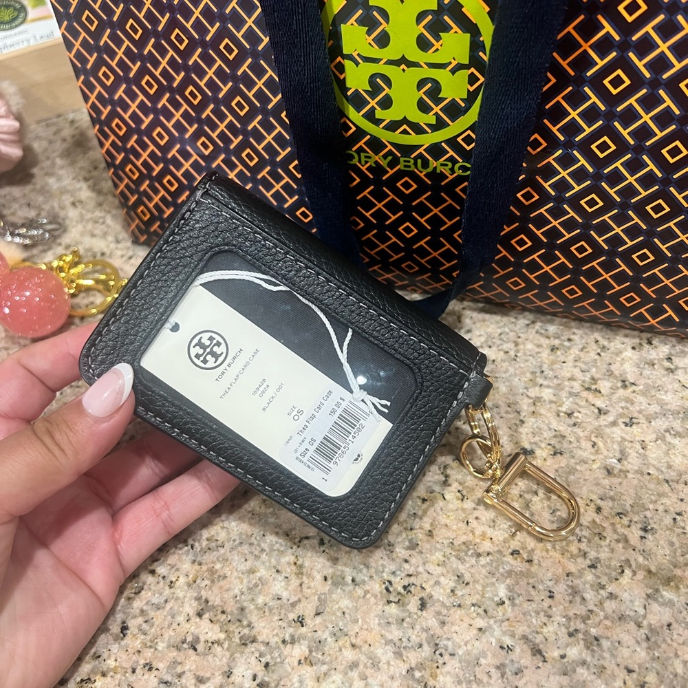 Tory Burch Black Leather Wallet with Gold Accents - Picture 6 of 7